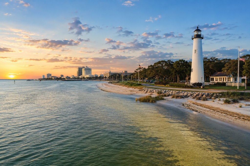 Biloxi Lighthouse at Sunset